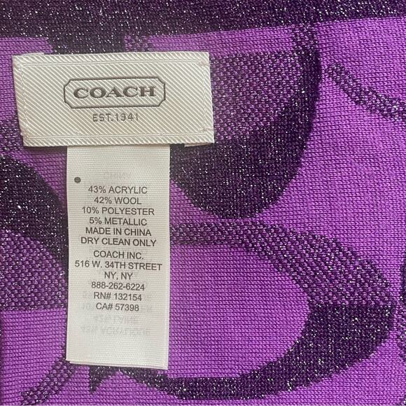 Coach Signature Purple Sparkle Scarf - Picture 2 of 3